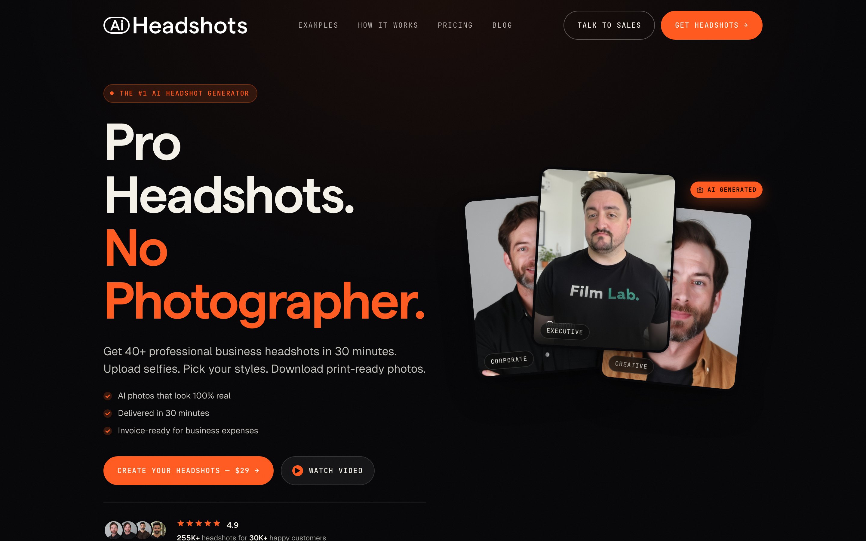 AI Headshots — desktop screenshot
