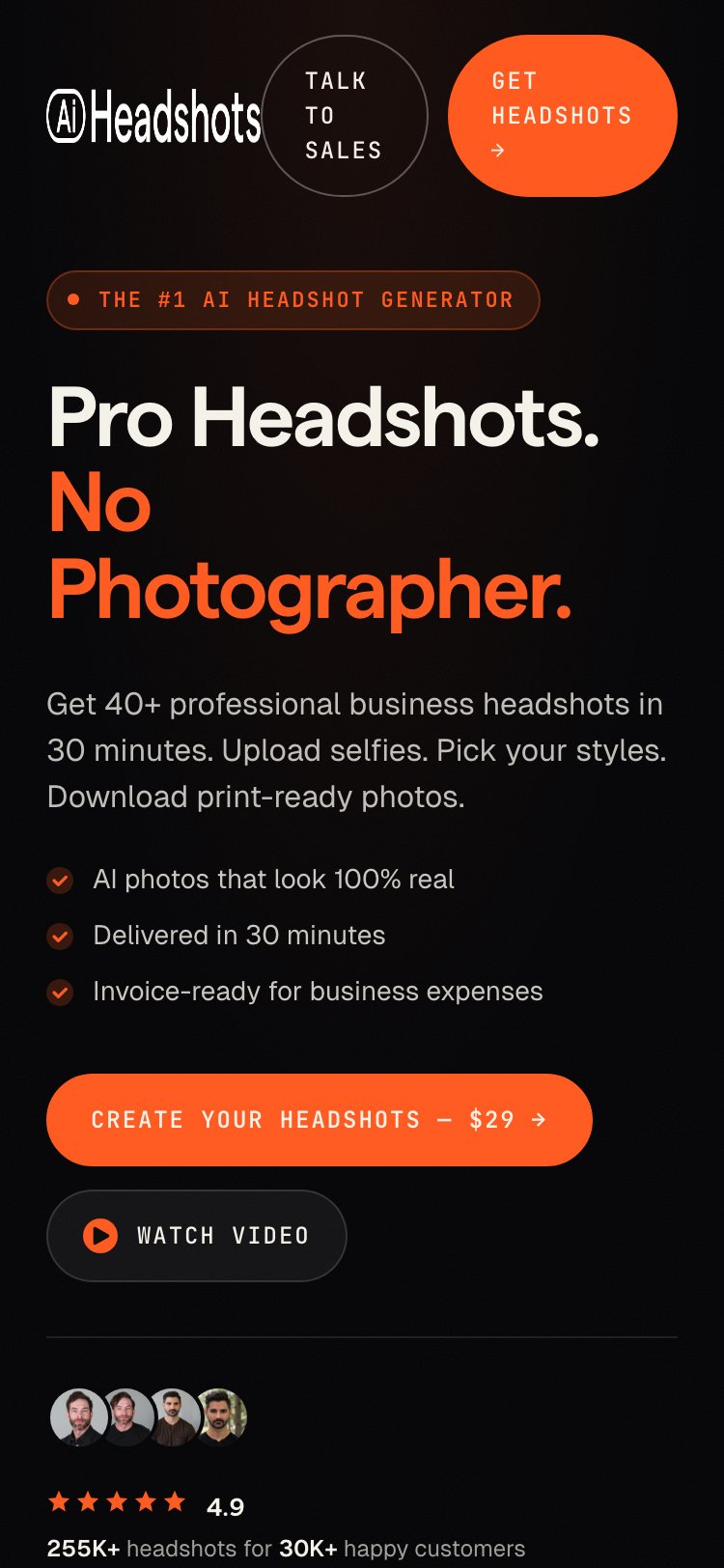 AI Headshots mobile screenshot