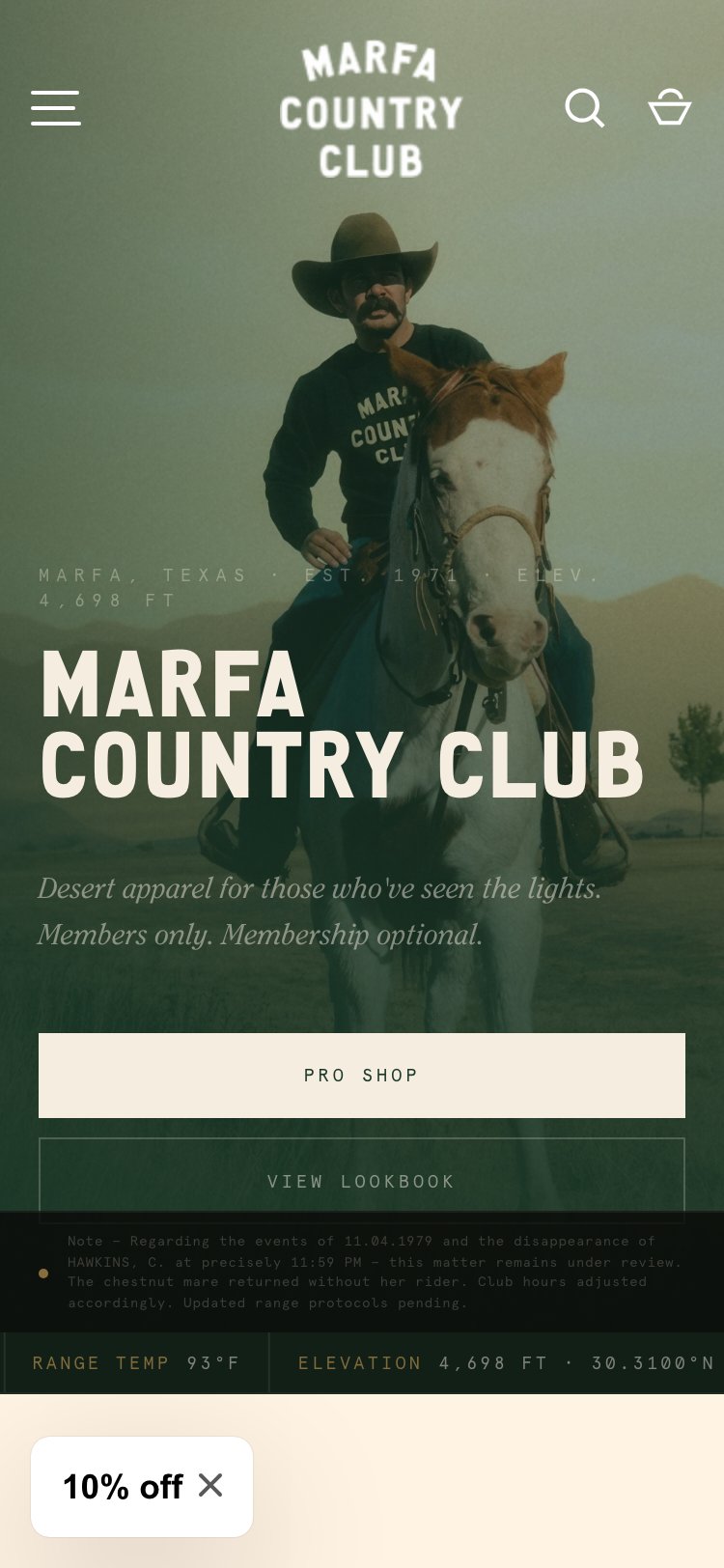 Marfa Country Club mobile screenshot